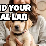 Woman with Labrador puppy